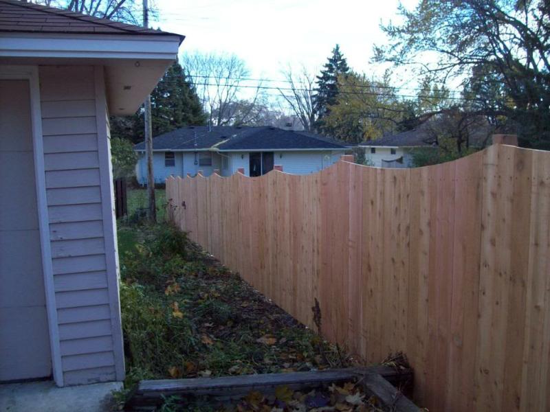 Cedar Scalloped Privacy Fence Installation Edina, Minnesota