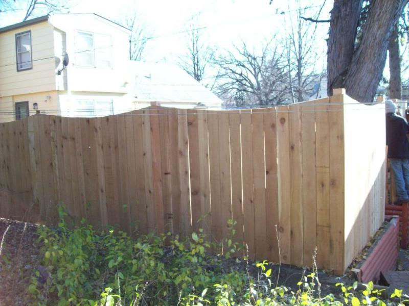 Cedar Scalloped Privacy Fence Installation Minneapolis, Minnesota