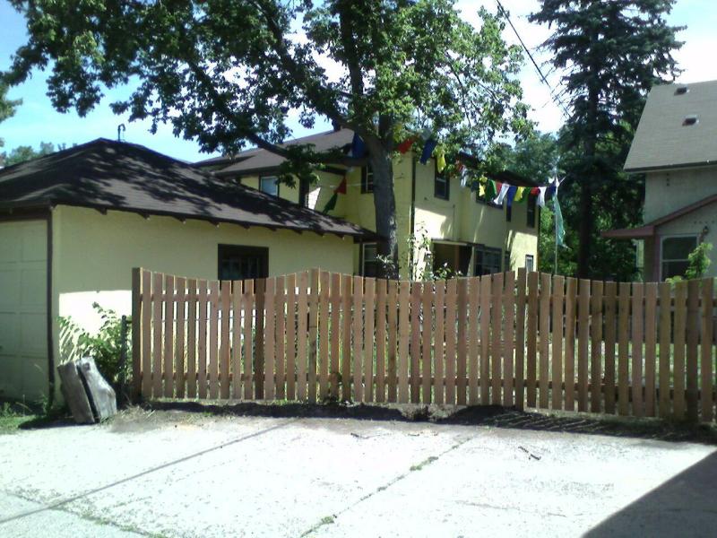 Cedar Scalloped Picket Fence Installation Minneapolis, Minnesota