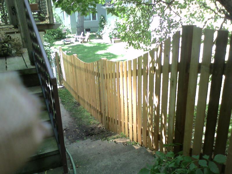 Cedar Scalloped Picket Fence Installation Minneapolis, Minnesota