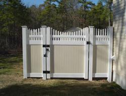 Beige Vinyl Scalloped Fence Installation Blaine, Minnesota