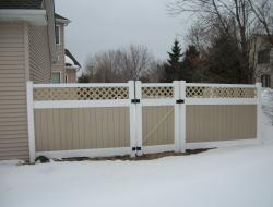 Wood Grain Vinyl Privacy Fence Installation Minneapolis, Minnesota